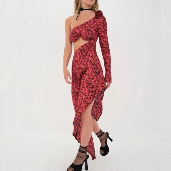 NWT For Love & Lemons Davina High Low Maxi Dress Size Small $250 MSRP - Picture 1 of 14
